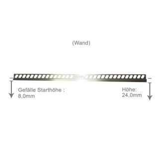 Geflle Wandprofil Edelstahl  11mm 98cm links