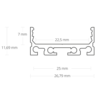 PN4 Flaches LED Alu U-Profil schwarz 200cm