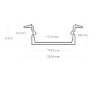 NL8F Flaches LED Einbauprofil mit Flügel 200cm