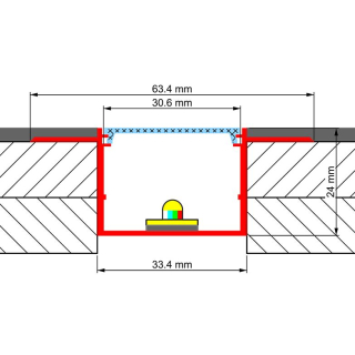 LED Alu Trockenbauprofil V30 Hoch inkl. Abdeckung 200cm