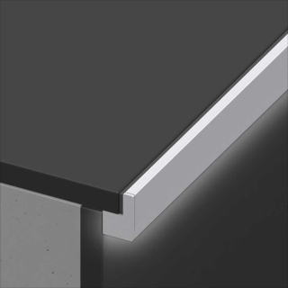 Eckstck fr LED Treppenkantenprofil Alferstep chrom eloxiert gebrstet 10mm rechts