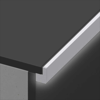 Eckstück für LED Treppenkantenprofil Alferstep chrom eloxiert gebürstet 10mm links