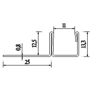 U-Profil fr Glastrennwand Edelstahl V4A gebrstet 250cm
