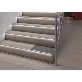 LED Treppenstufenprofil Alferprostep 250cm Alu chrom eloxiert gebrstet 11mm Set