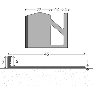 Abschlussprofil Alu breiter Auflageschenkel Belag ab 3mm 300cm