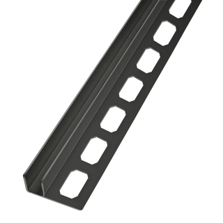 U-Profil mit Gefälle für Glastrennwand Edelstahl schwarz 100cm rechts