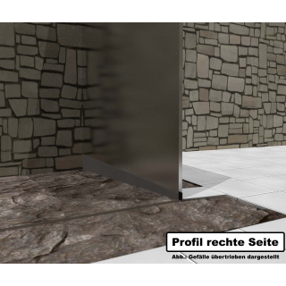 U-Profil mit Geflle fr Glastrennwand Edelstahl schwarz 120cm rechts