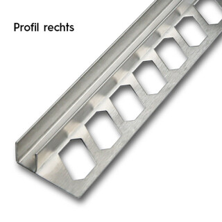 U-Profil mit Geflle fr Glastrennwand Edelstahl gebrstet 200cm rechts