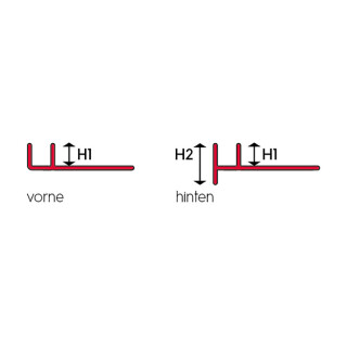 U-Profil mit Geflle fr Glastrennwand Edelstahl gebrstet 200cm rechts