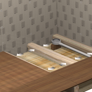 Duschbodenelement für Holzkonstruktionen Ablauf zentral 90x90cm