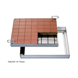 begehbare Schachtabdeckung SAL Alu tief befliesbar 112x72cm