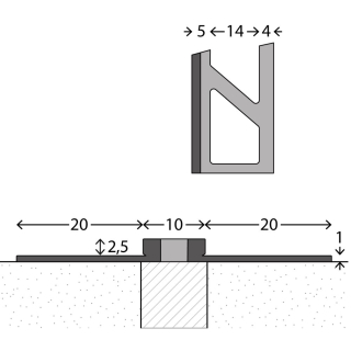 Aluminium Dehnfugenprofil mit Silikon-Fuge grau-beige 300cm