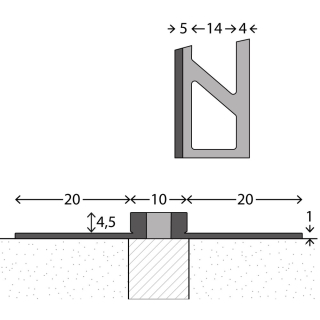 Aluminium Dehnfugenprofil mit Silikon-Fuge grau-beige 300cm