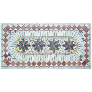 Mosaik Marmor Rosone, Rosa Perlino, Rosso Verona, Botticino, Verde Alpi 33x66cm