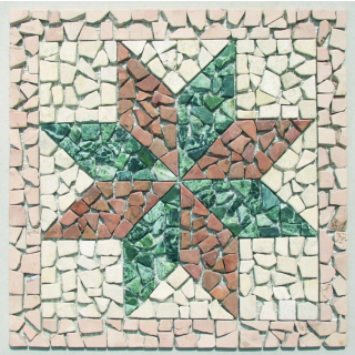 Mosaik Marmor Rosone, Rosa Perlino, Rosso Verona, Verde Alpi 33x33cm