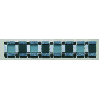 Sanfo Bordüre, Schwarz Marmor, Glas matt, Metall 30,0x4,7cm