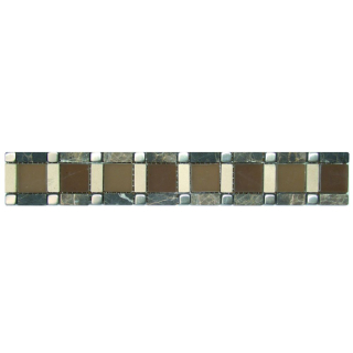 Sanfo Bordüre, Braun Marmor, Glas matt, Metall 30,0x4,7cm