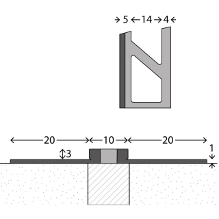 Aluminium Dehnfugenprofil mit Silikon-Fuge schwarz 300cm 3,0mm