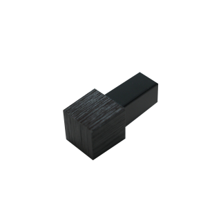 Quadrat Eckstück Alu schwarz hochglanzeloxiert gebürstet 12,5mm