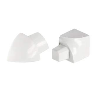 Rundprofil Eckstück Alu brillantweiß pulverbeschichtet 12,5mm Außenecke